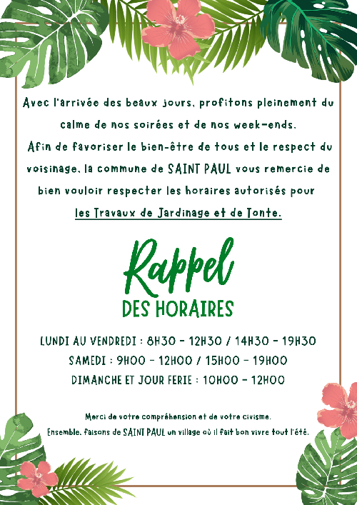Horaires de tonte sur la commune