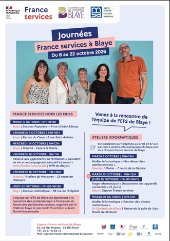 L’Espace France services de Blaye ouvre ses portes du 6 au 22 octobre 2026
